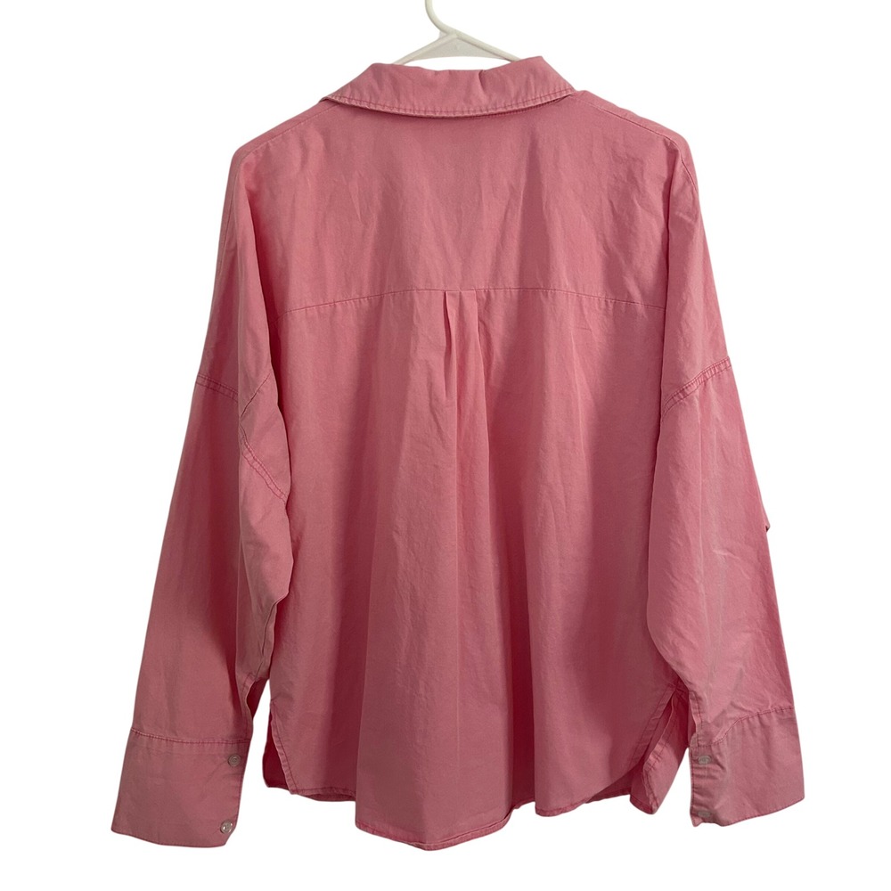 POL Womens Pink Button Down V-Neck Dolman Sleeve Cotton Shirt Medium - Picture 7 of 8